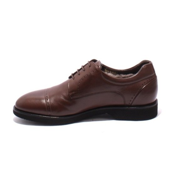 ROBERTO SERPENTINI 22404 Brown Leather Lace-Up Shearling Shoes